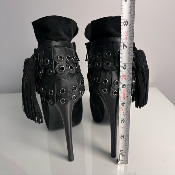 3.1 Philip Lim Womens Black Suede Leather Fringe Tassel Booties Size 35 US 4.5 - Picture 8 of 16